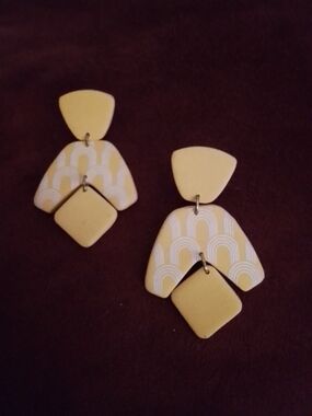 Yellow Handmade Geometric Drop Earrings - Women Jewelry